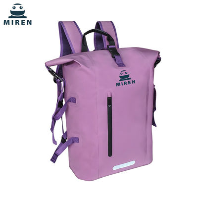 Wasserdichter Packsack-Rucksack aus 500D-PVC-Material, violette Farbe, 30 l Fassungsvermögen