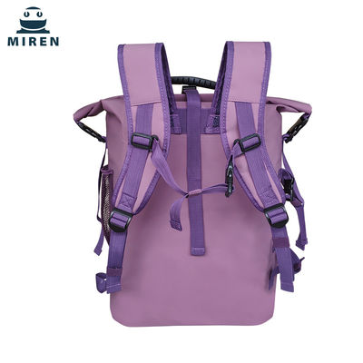 Wasserdichter Packsack-Rucksack aus 500D-PVC-Material, violette Farbe, 30 l Fassungsvermögen